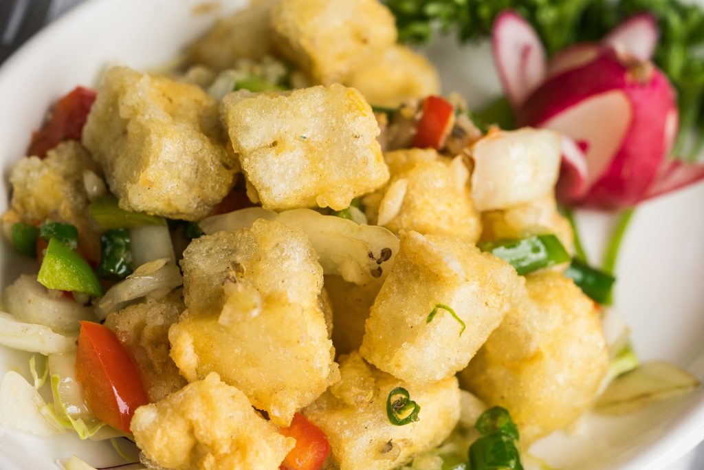 vegan tofu meal in Chinese restaurant Edinburgh